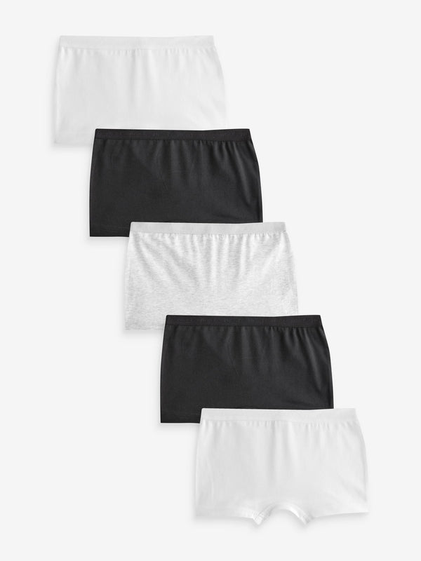 Black/White/Grey Boxer Short Briefs 5 Pack (2-16yrs)