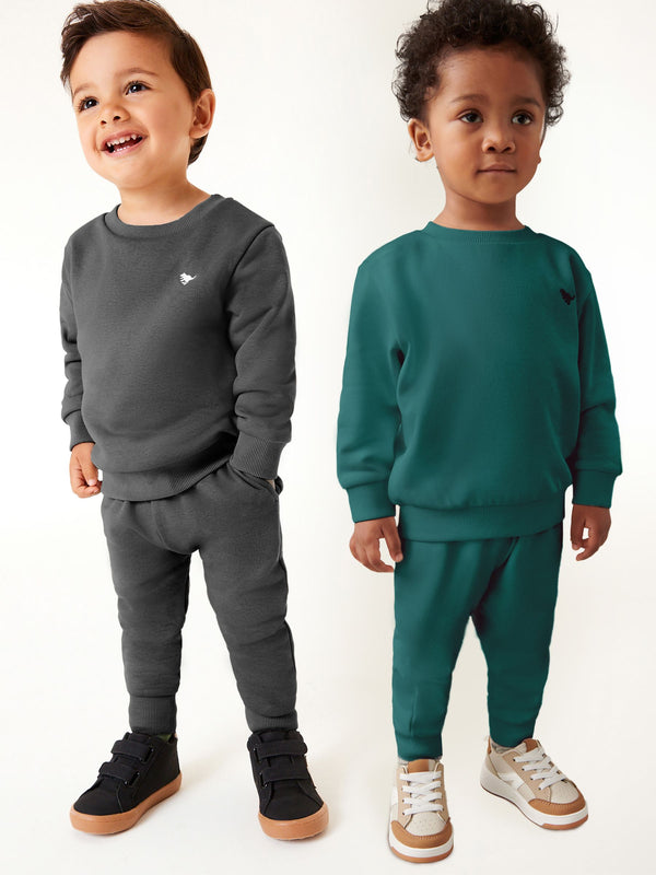 Charcoal Grey/Green Sweatshirt and Joggers 2 Pack Set (3mths-7yrs)
