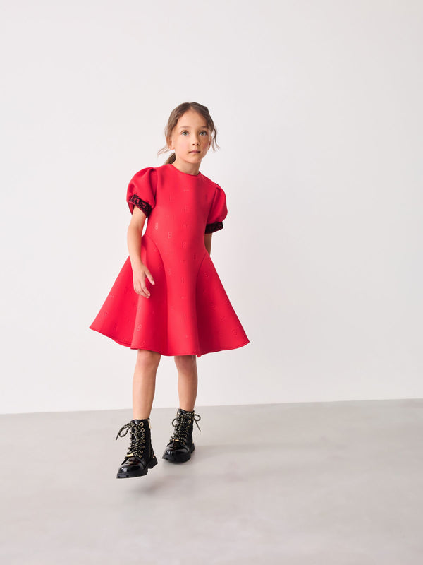 Baker by Ted Baker Red Embossed Mesh Trim Scuba Dress