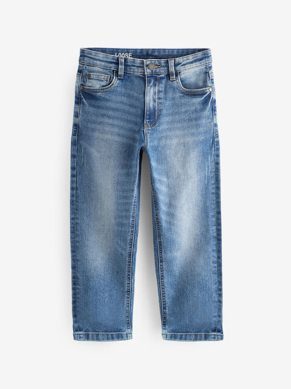 Blue Acid Wash Loose Fit Stretch Jeans (3-17yrs)