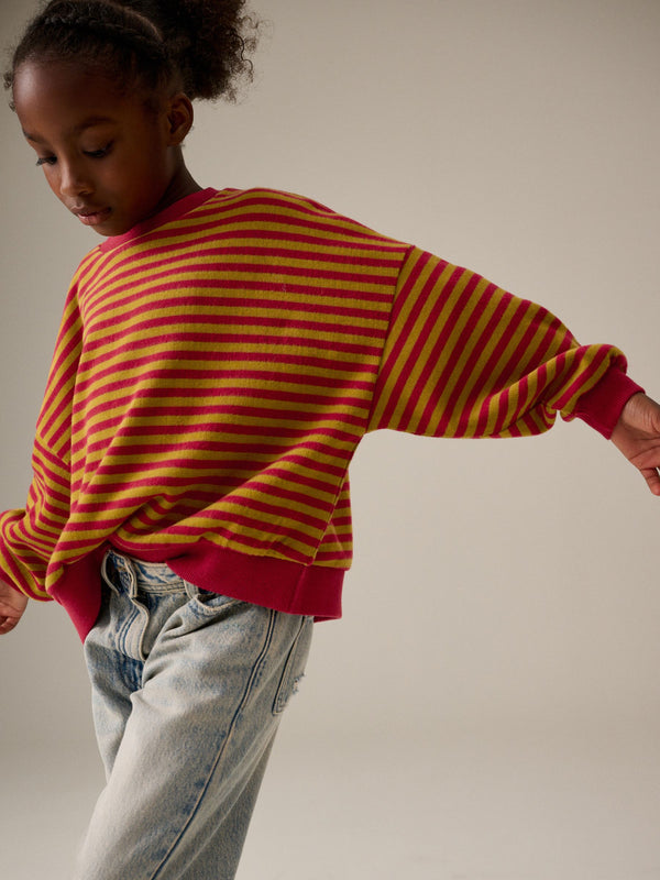 Red/Green Stripe Oversized Cosy Rib Sweatshirt (3-16yrs)