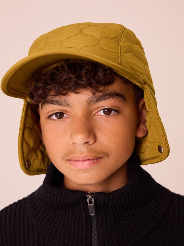 Khaki Green Quilted Trapper Style Cap (3-16yrs)