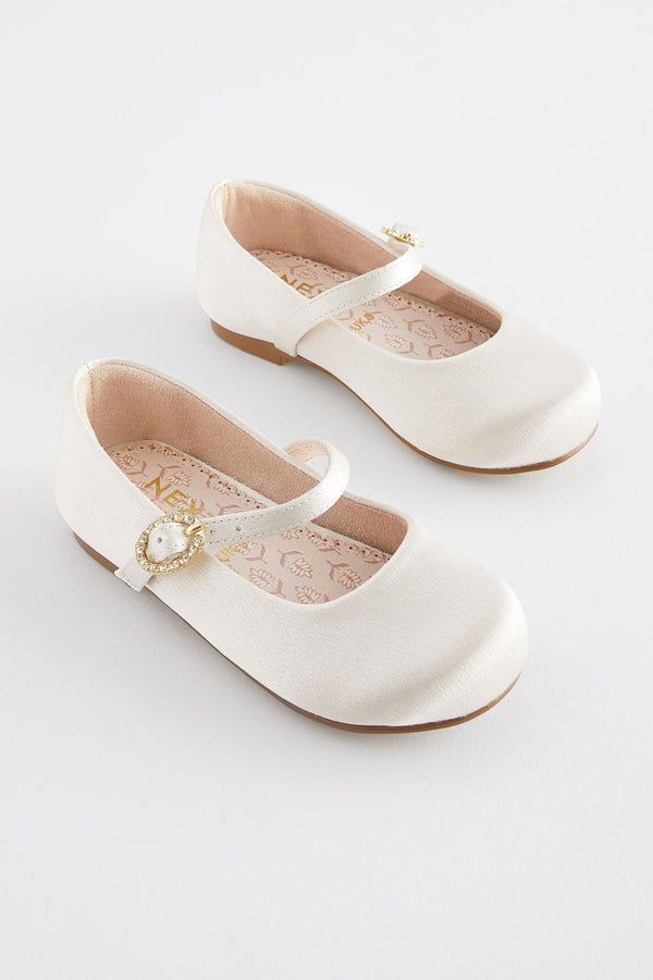 Ivory White Wide Fit (G) Bridesmaid Occasion Mary Jane Shoes