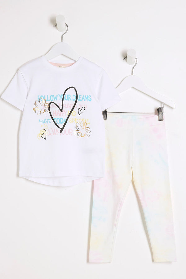 River Island Girls Graffiti T-Shirt and Legging Set