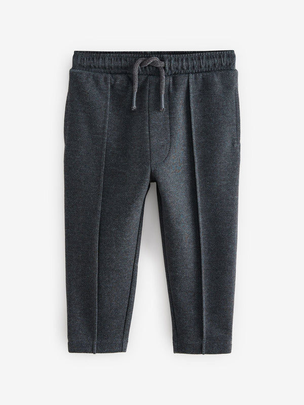 Charcoal Grey Herringbone Pintuck Jersey Joggers (3mths-7yrs)