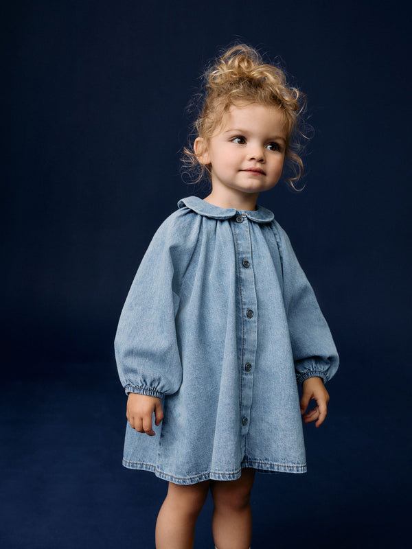 Blue Denim 100% Cotton Shirt Dress (3mths-8yrs)