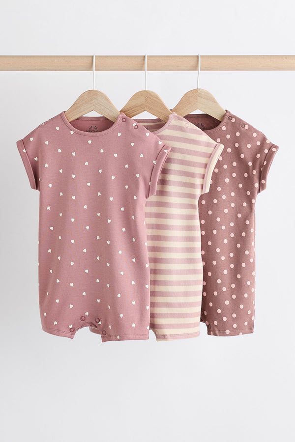 Pink Spot/ Stripe Baby Rompers 3 Pack