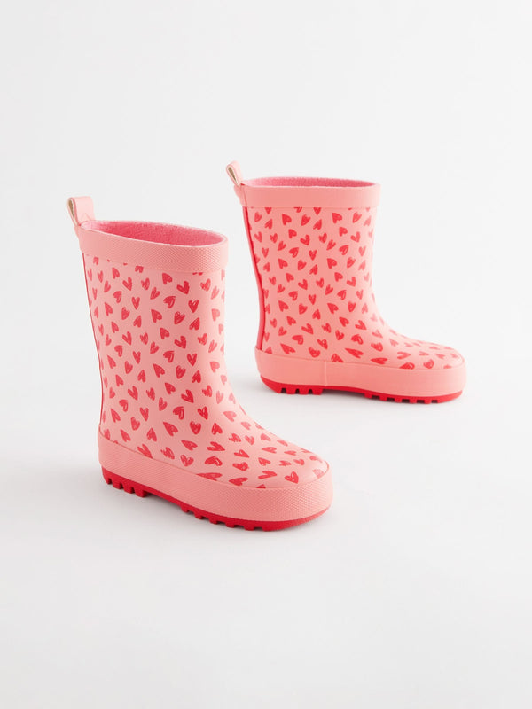 Pink Heart Wellies