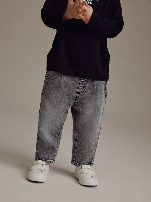 Grey Denim Pleat Front Jeans (3mths-7yrs)