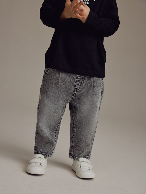 Grey Denim Pleat Front Jeans (3mths-7yrs)