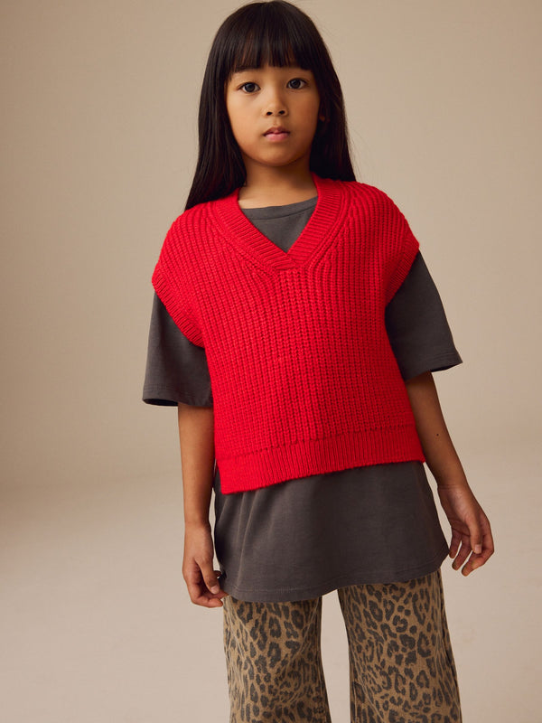 Red Knitted Tank (3-16yrs)