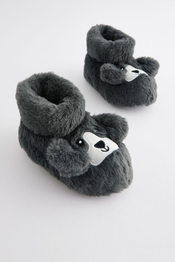 Grey Dog Slipper Boots