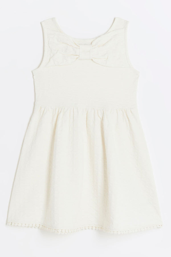 River Island Girls Textured Bow Dress