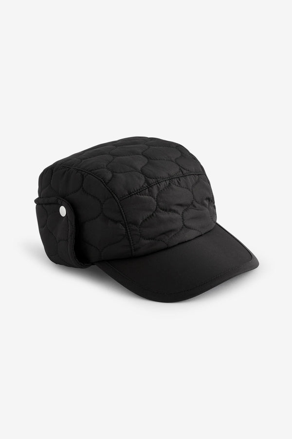 Black Quilted Trapper Style Cap (3-16yrs)