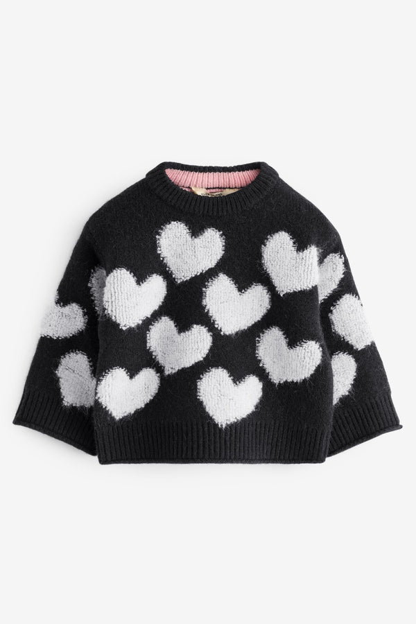 River Island Girls Boucle Heart Jumper