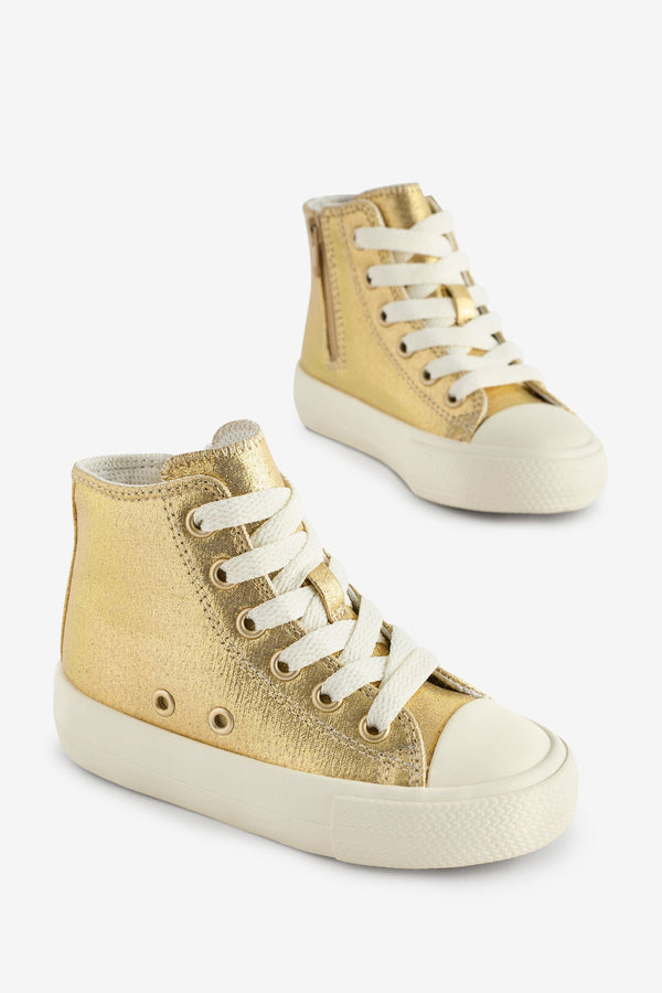 Gold Metallic Wide Fit (G) Chunky High Top Trainers