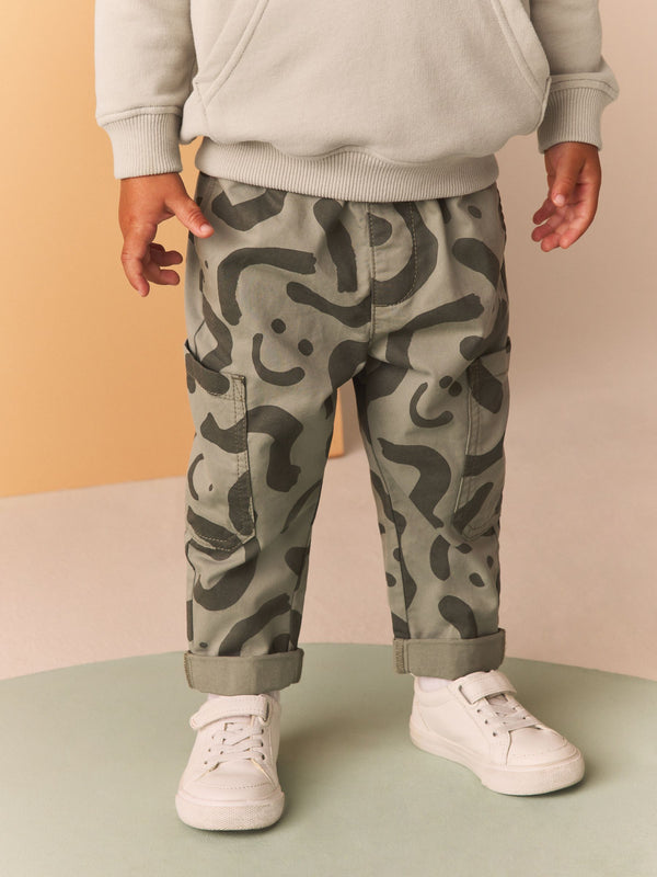 Green Print Side Pocket Pull On Trousers (3mths-7yrs)