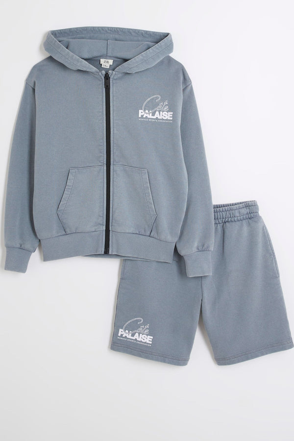 River Island Boys Washed Hoodie and Short Set