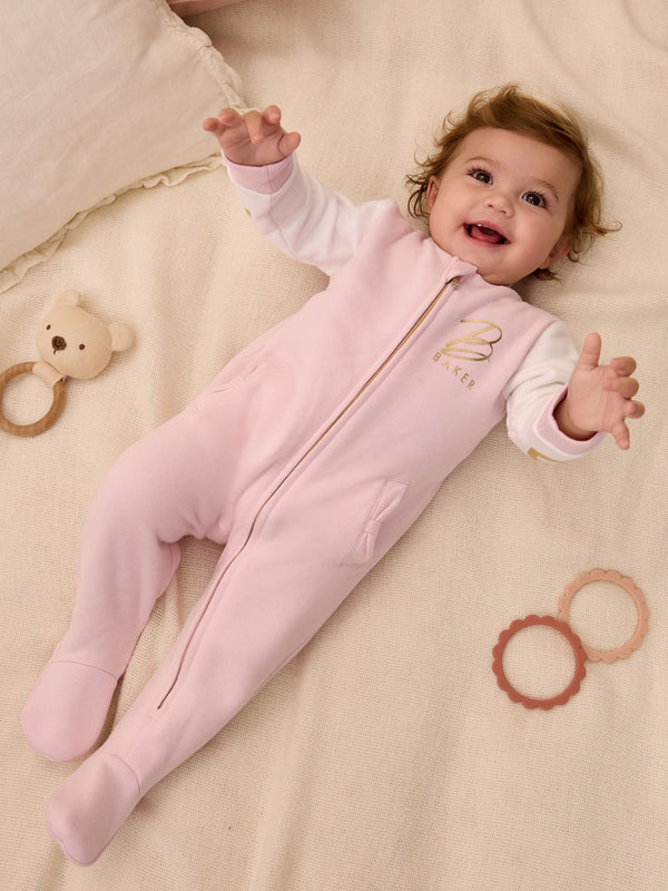 Baker by Ted Baker Pink Varsity 100% Cotton Pramsuit
