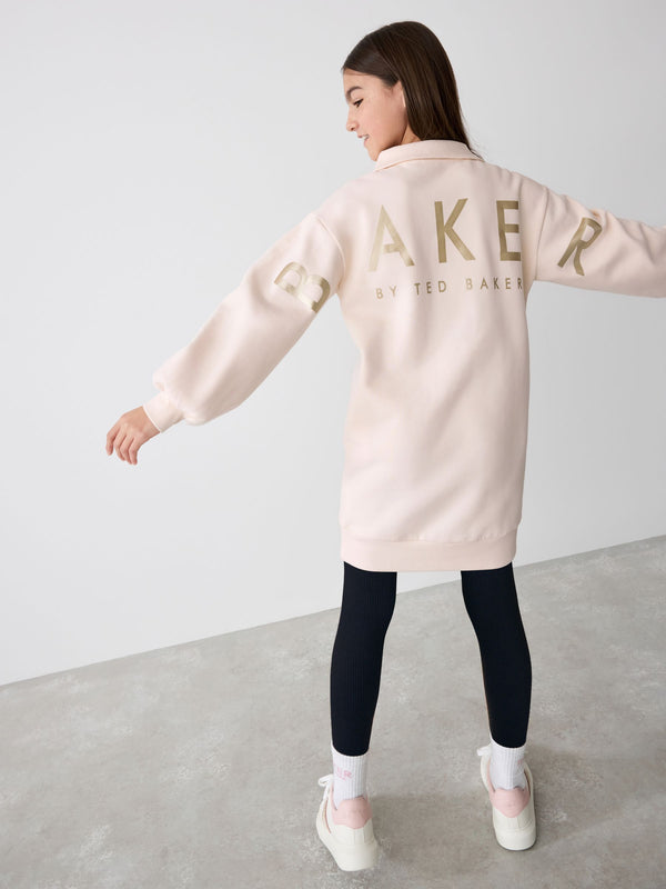 Baker by Ted Baker Cream Zip Neck 100% Cotton Sweat Dress