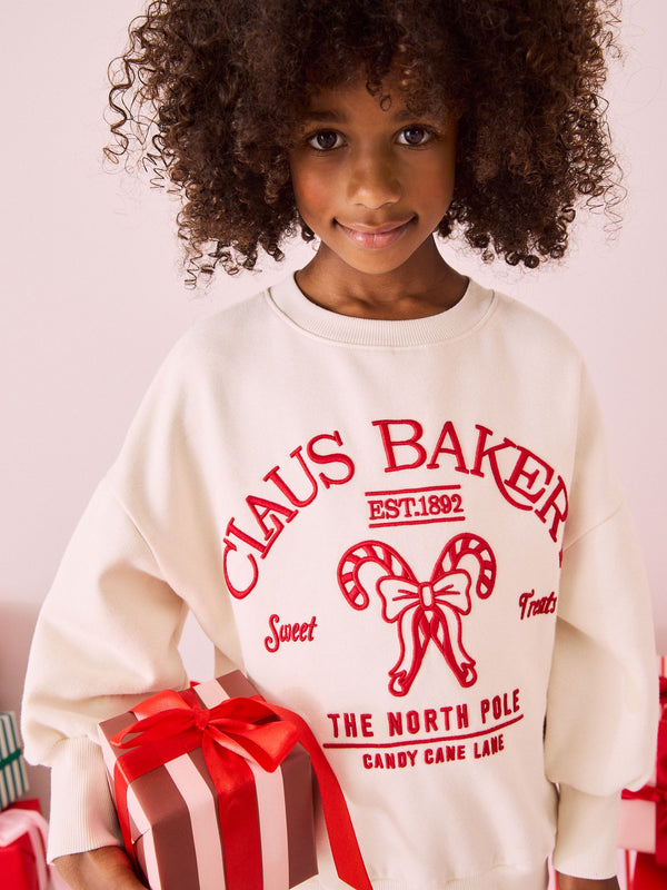 Ecru/ Red Christmas Sweatshirt (3-16yrs)