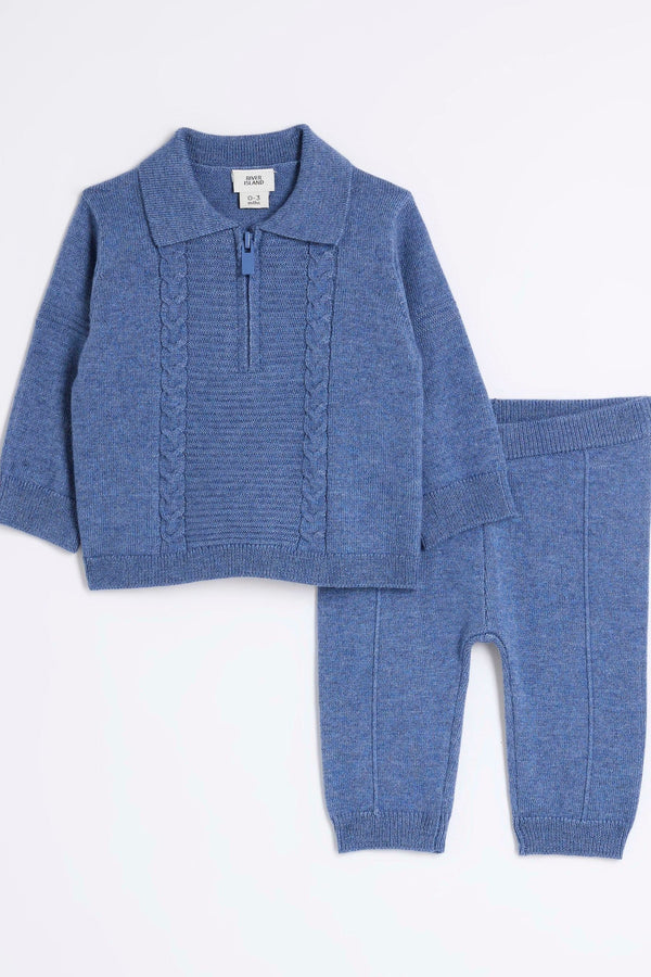 River Island Blue 100% Cotton Sweat Top and Joggers Set