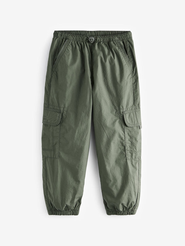 Khaki Green Lined 100% Cotton Parachute Cargo Trousers (3-16yrs)