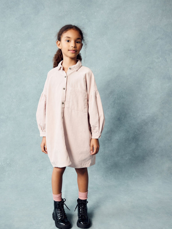 Soft Pink Cord Shirt 100% Cotton Dress (3-16yrs)