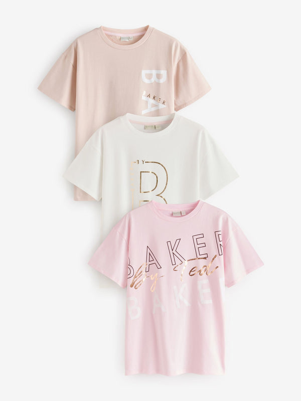 Baker By Ted Baker Oversized Graphic Print T-Shirts 3 Pack
