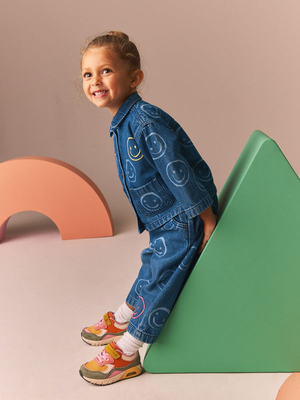 Denim Smiley 100% Cotton Shacket and Trousers Set (3mths-7yrs)