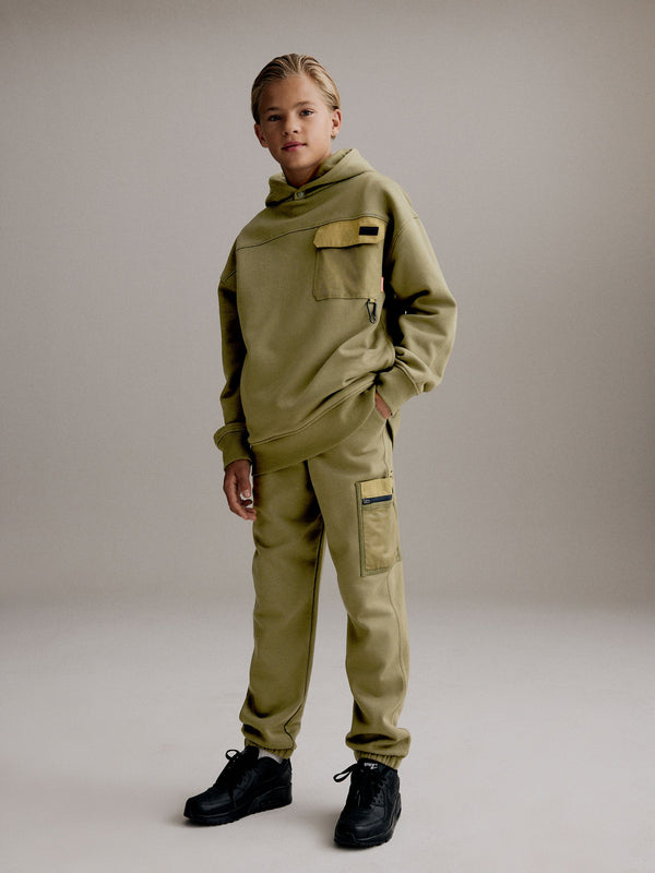 Khaki Green Utility style Hoodie & Joggers Set (3-16yrs)