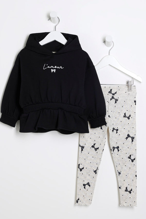 River Island Girls Cinch Hoodie and Leggings Set