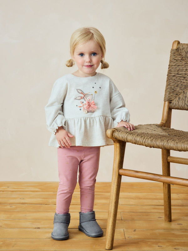 Pink Bunny Peplum 100% Cotton Top and Leggings Set (3mths-7yrs)