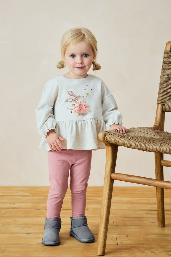 Pink Bunny Peplum 100% Cotton Top and Leggings Set (3mths-7yrs)