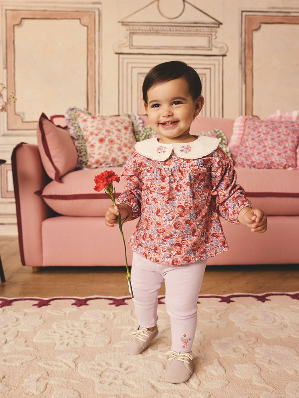 Cath Kidston Red Floral Baby Collared Jersey Top & Legging Set