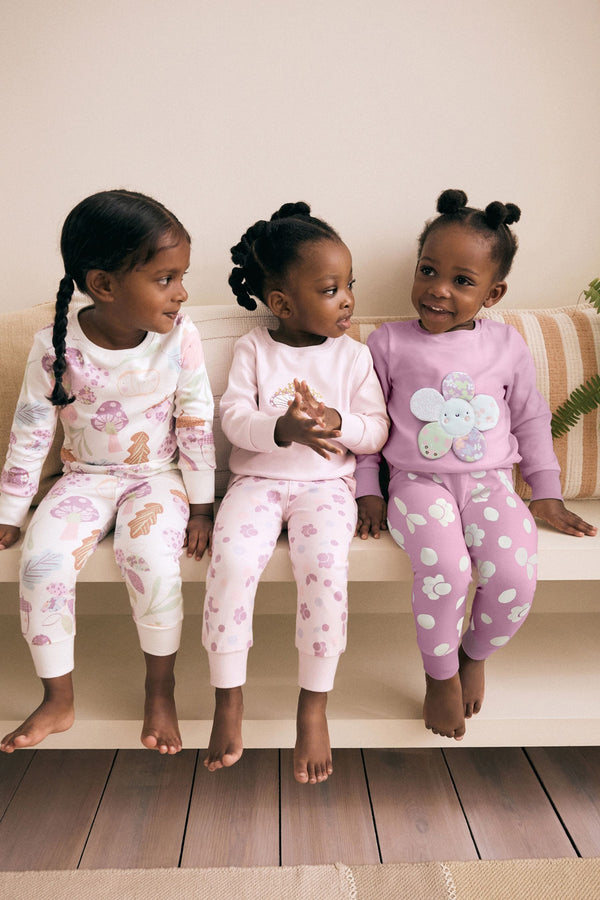 Lilac Purple Character 100% Cotton Long Sleeve Snuggle Pyjamas 3 Pack (9mths-16yrs)