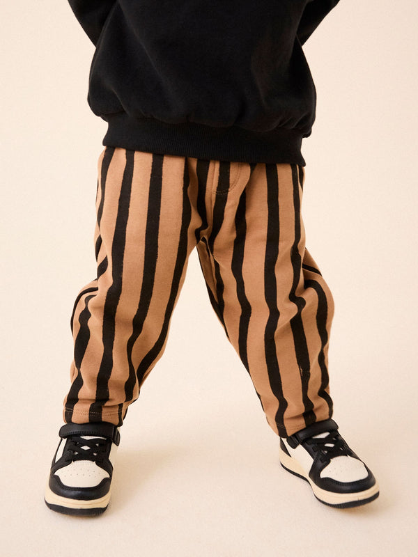 Brown/Black 100% Cotton Stripe Jersey Joggers (3mths-7yrs)