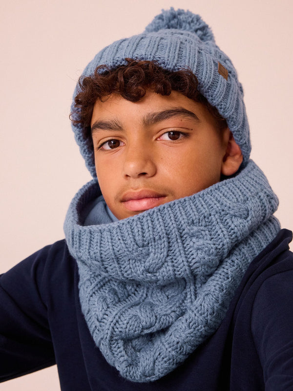 Mineral Blue Cable Knit Snood (1-16yrs)