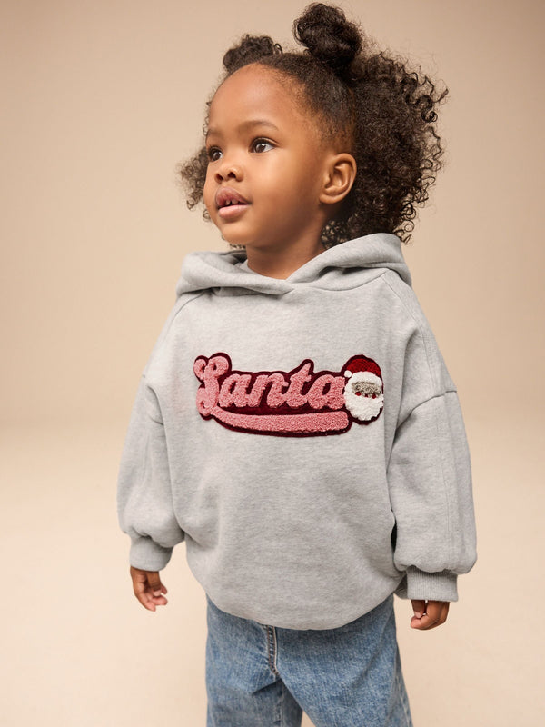 Grey Santa Hoodie (3mths-7yrs)