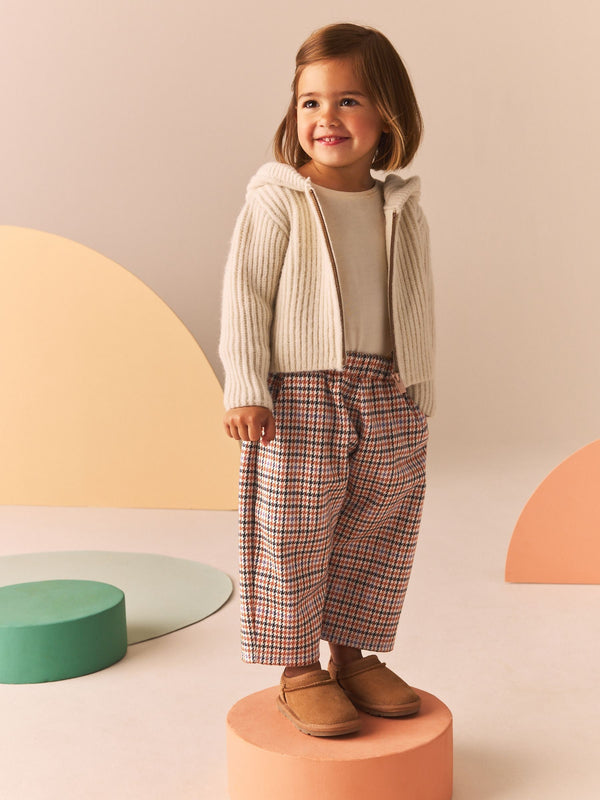 Neutral Check Textured Barrel Leg Trousers (3mths-7yrs)