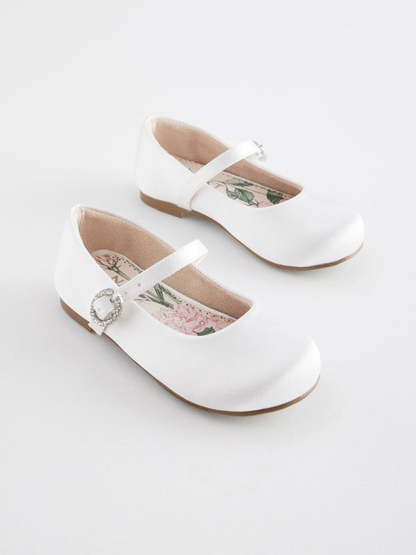 White Wide Fit (G) Flower Girl Occasion Mary Jane Shoes