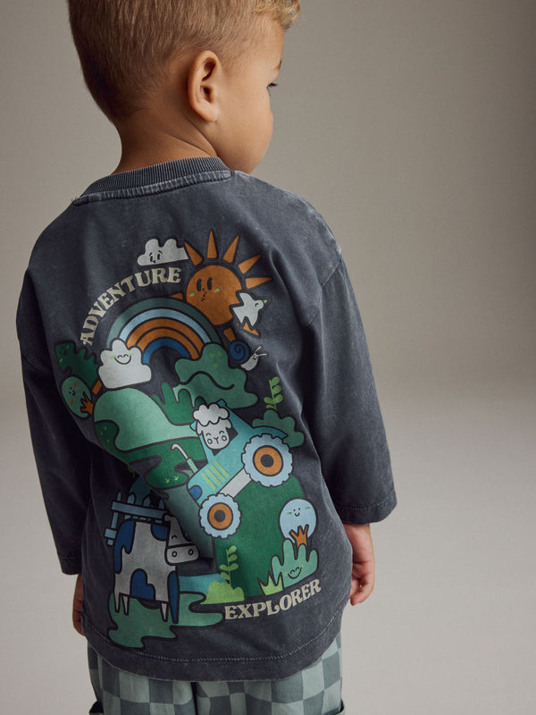 Charcoal Grey Long Sleeve T-Shirt (3mths-7yrs)