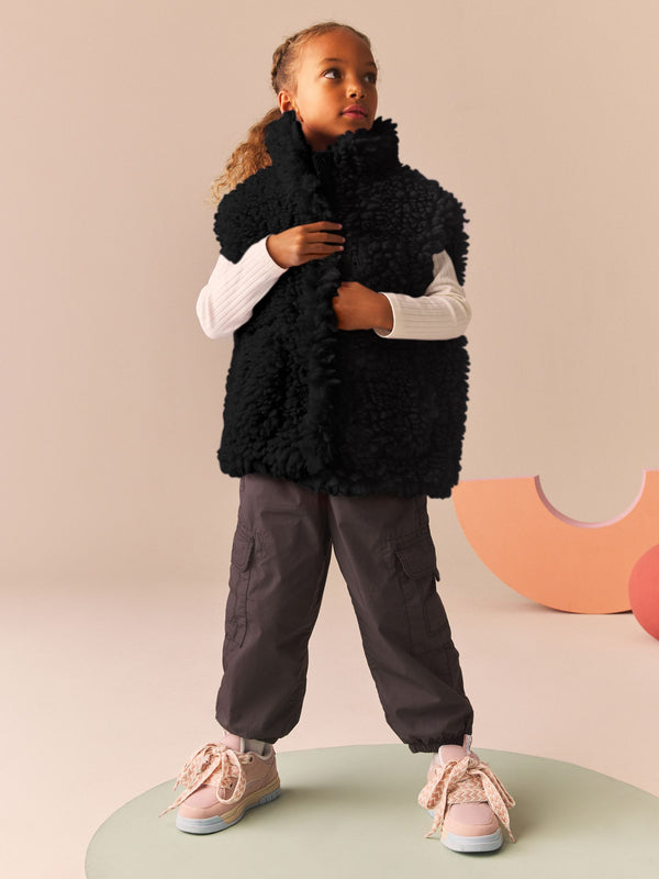 Black Chunky Borg Gilet (3-16yrs)