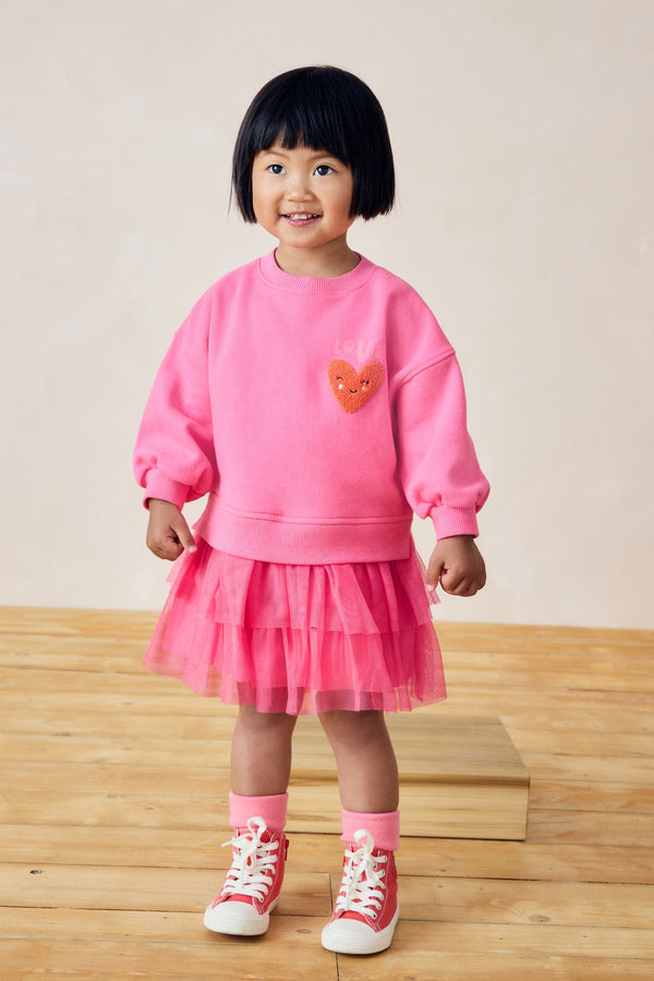 Pink Sweat Mesh Dress (3mths-7yrs)