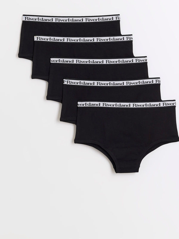 River Island Black Hipster 100% Cotton Briefs 5 Pack