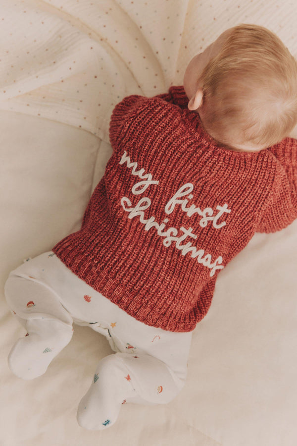 Red My First Christmas Knitted Cardigan