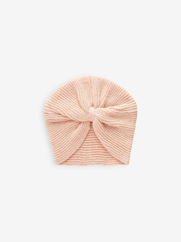 Peach Pink/Gold Sparkle Baby Knitted Turban Hat (0mths-3yrs)