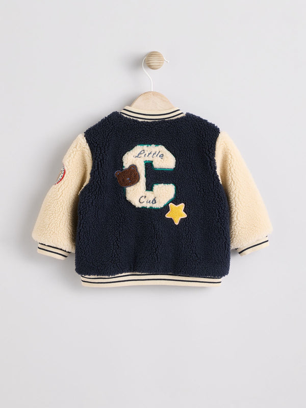 Navy Blue Baby Borg Hooded Fleece Jacket (0mths-2yrs)