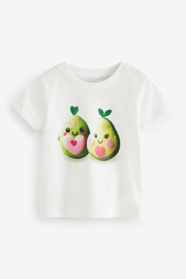 White Avocado Character 100% Cotton Short Sleeve T-Shirt (3mths-7yrs)