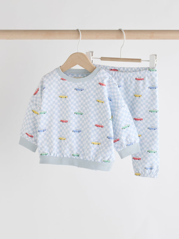 Cath Kidston Blue Checkerboard Transport Baby Sweatshirt and Joggers Set